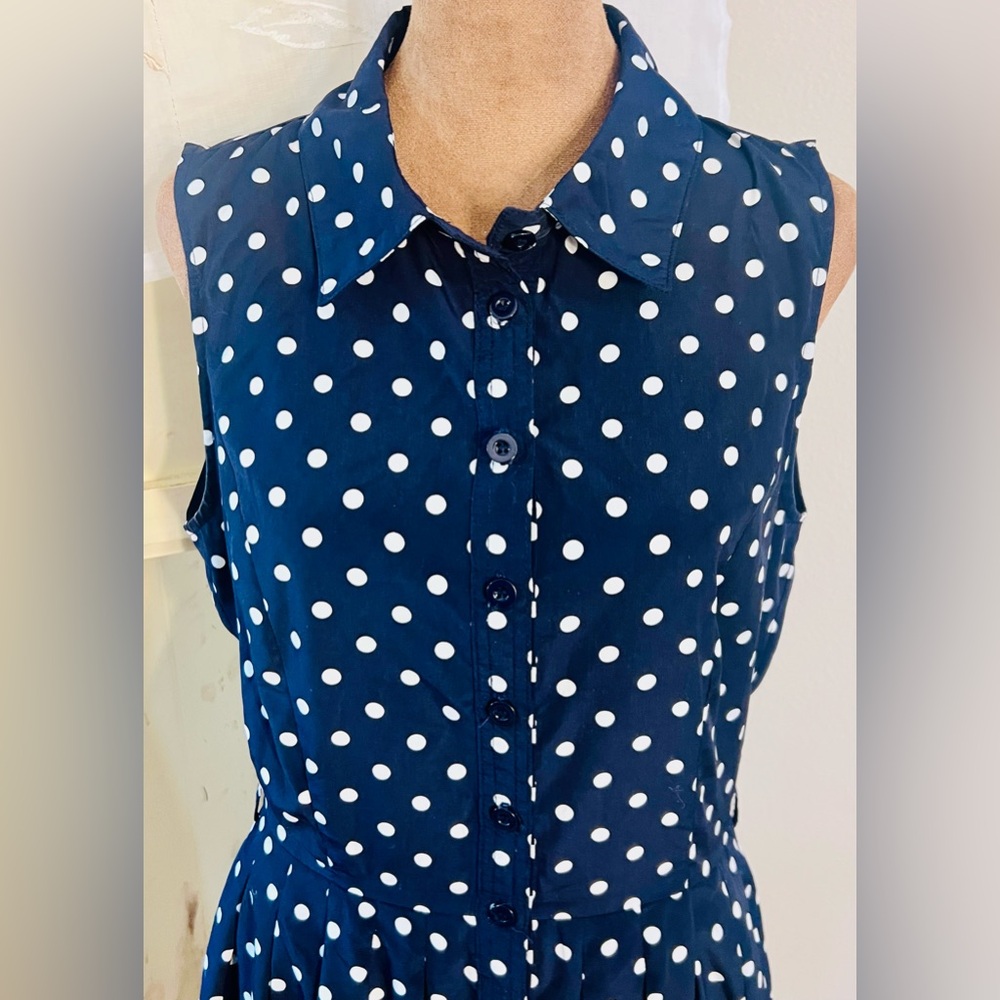 Lg Forever 21 Navy Polka Dot Dress - Picture 4 of 9